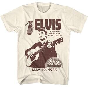 Elvis Presley Sun Records Raleigh Auditorium Natural Adult T Shirt